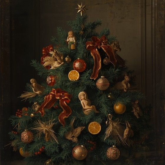 Download Traditional Christmas Painting Image - Christmas, Tree, Painting |  StockCake