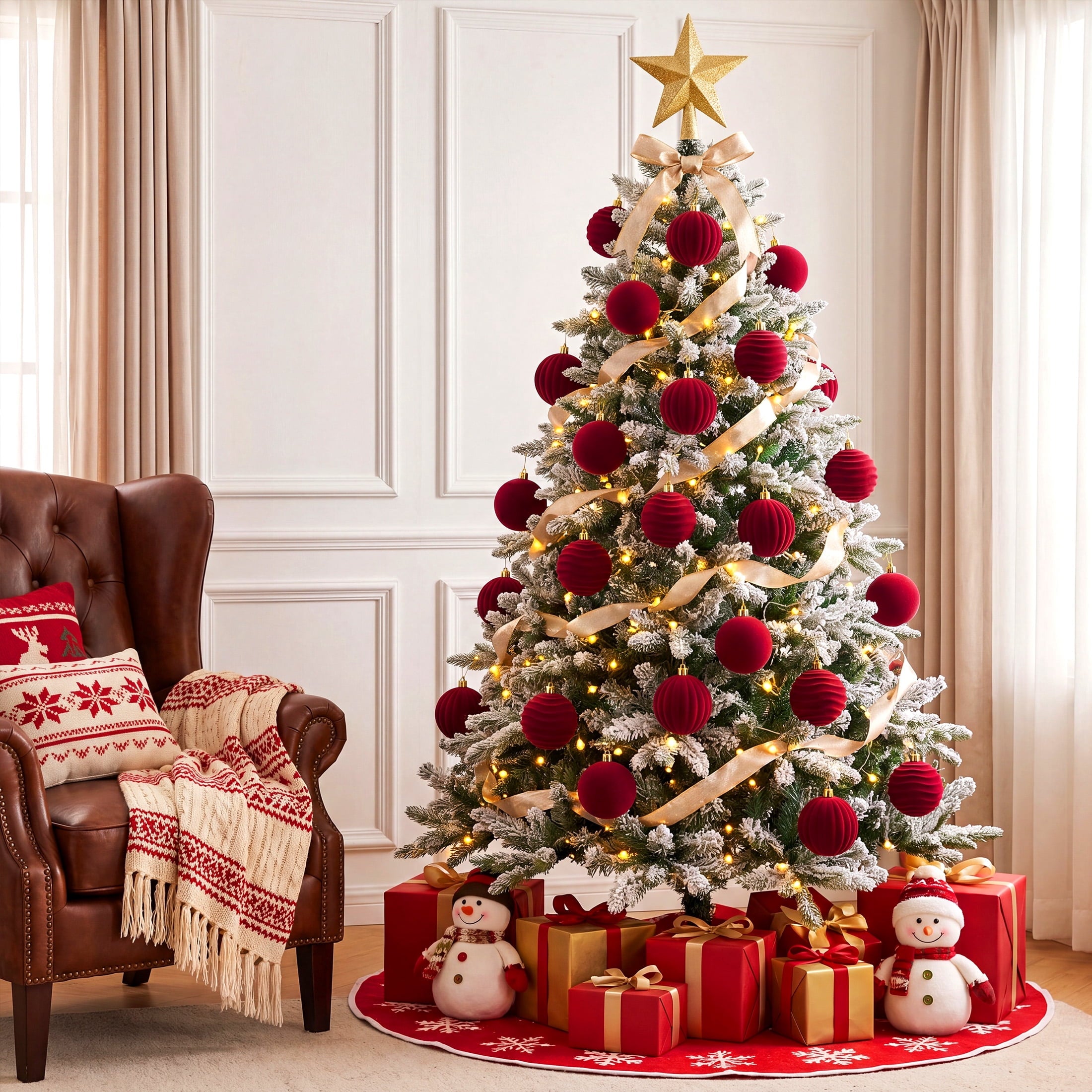 DR.Planzen 12PCS 3.2in Burgundy Christmas Ball Ornaments Set, Velvet F
