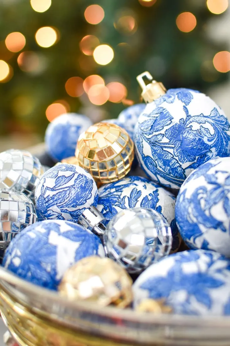 Easy DIY Blue & White Chinoiserie Christmas + Holiday Ornaments - MONICA  BENAVIDEZ