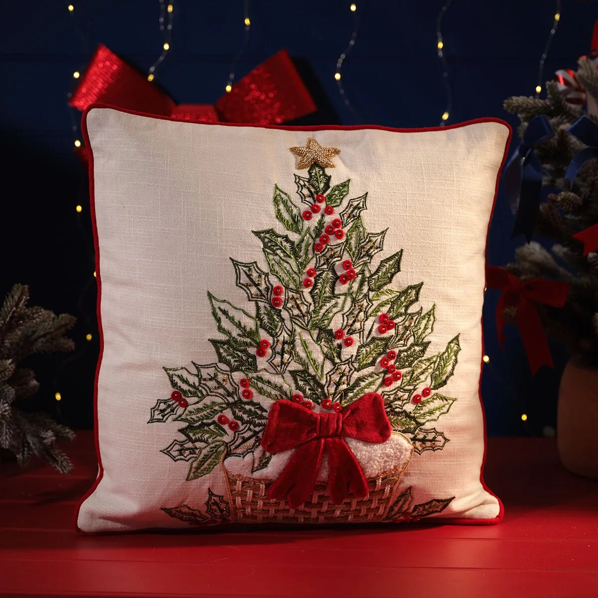 Embroidered Christmas Tree Cushion | Newlands — Newlands Garden Centre