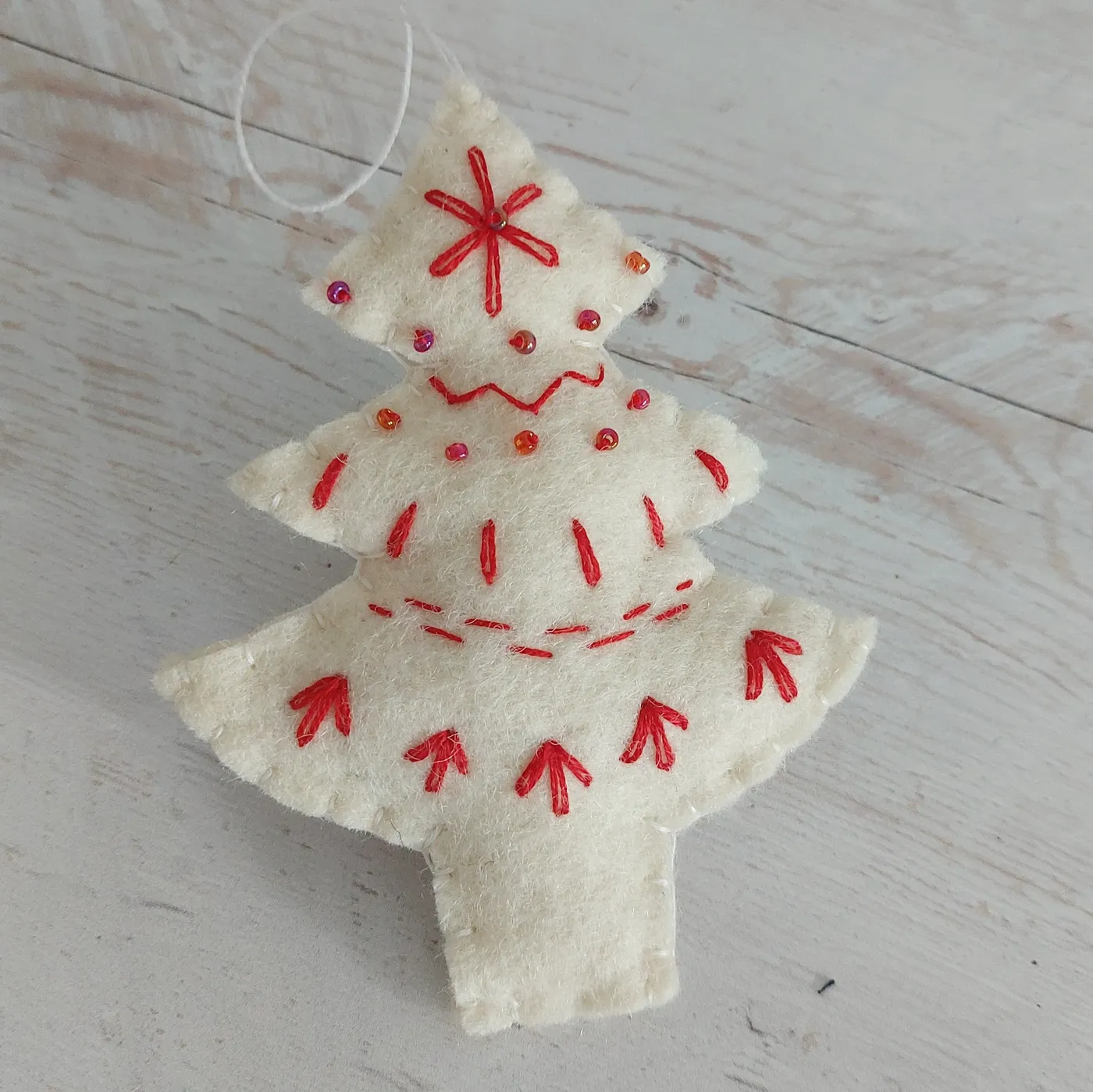 Embroidered Christmas tree ornament - felt hanging decoration – Grab a Coffee
