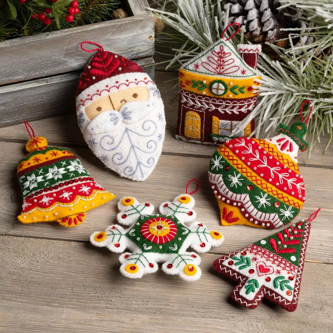Embroidered Felt Christmas Ornaments Kits – The Felt Factory