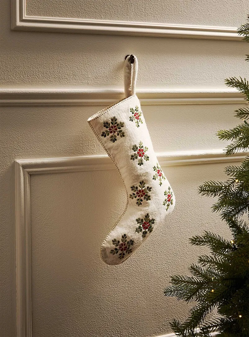 Embroidered felt holiday stocking Christmas Collection | Simons Maison | |  Simons