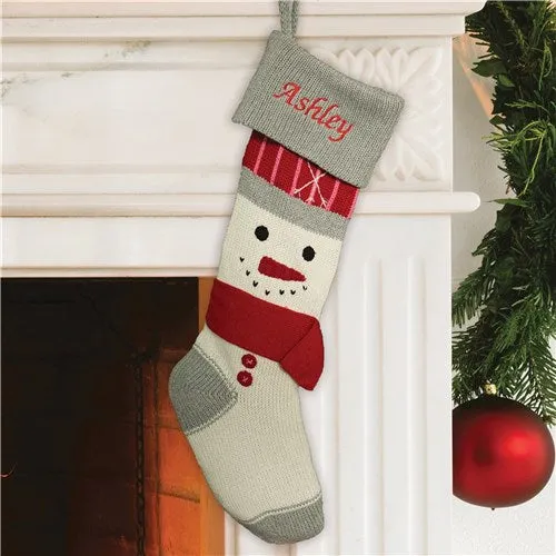 Embroidered Knit Snowman Stocking | Savvy Custom Gifts
