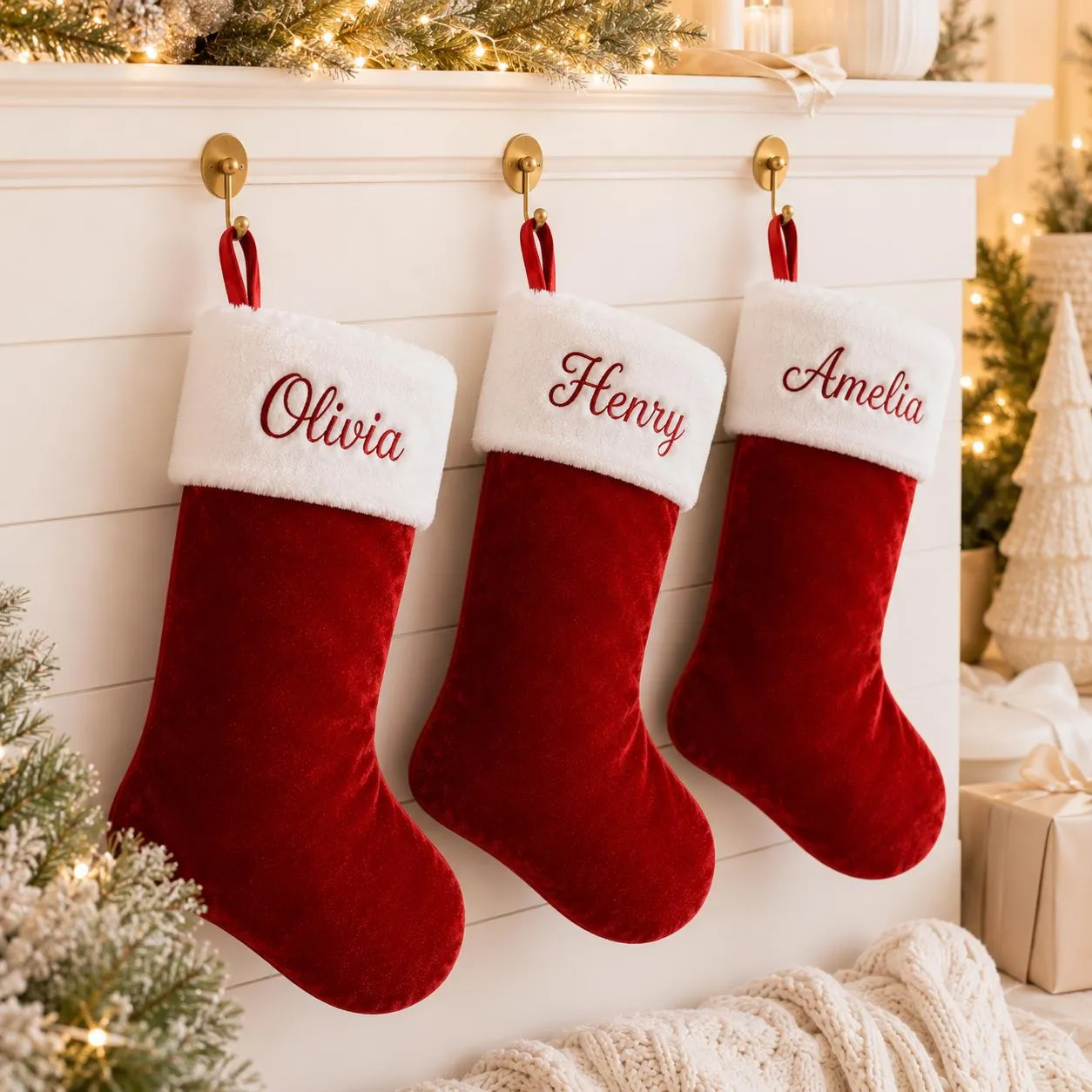 Embroidered Pottery Barn Stocking POTTERY BARN KIDS RED WOODLAND FAIRY CHRISTMAS  STOCKING