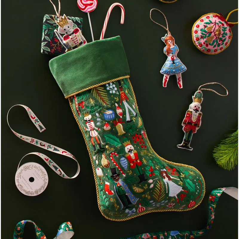 Embroidered Velvet Stocking