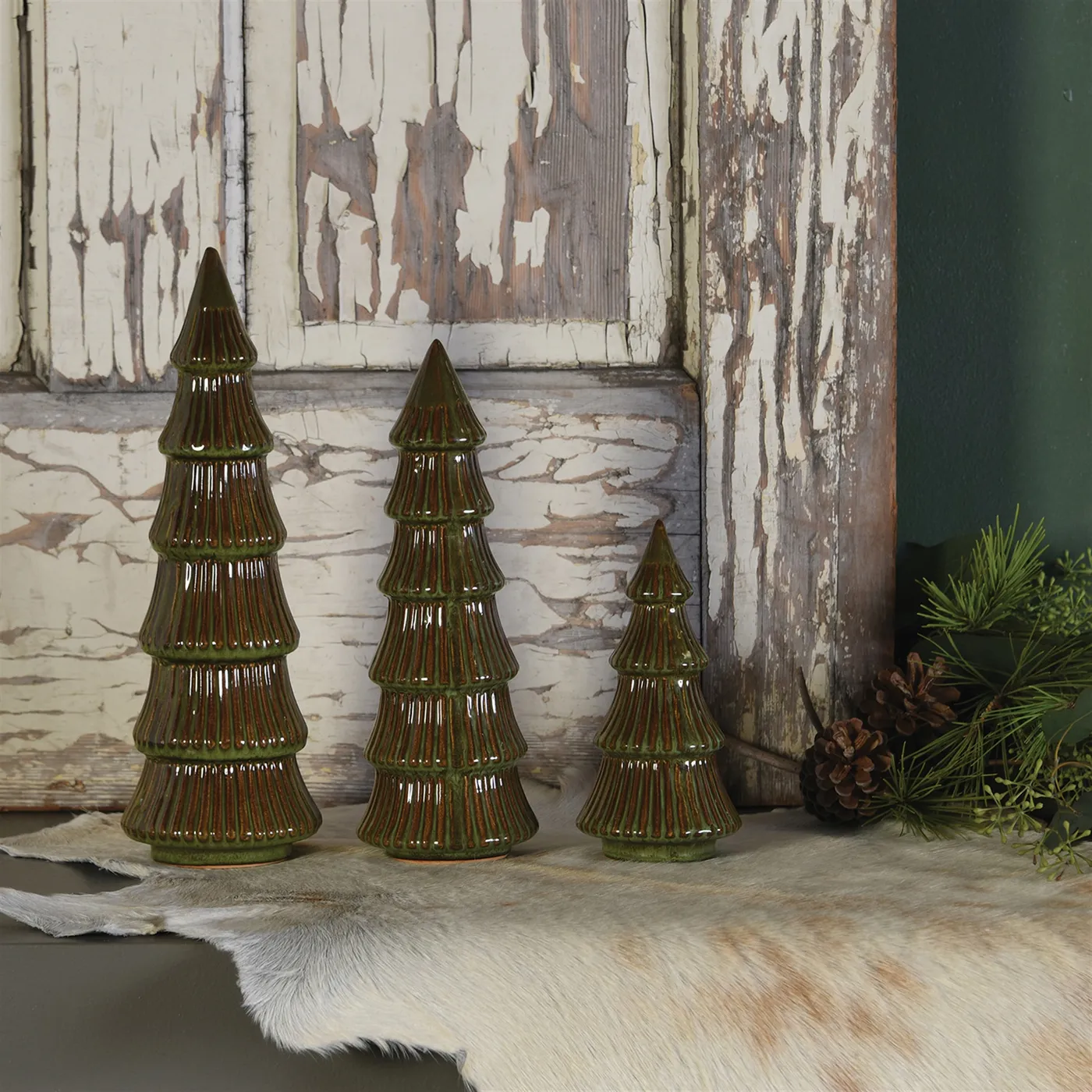 Evergreen Ceramic Trees Set of 3 by HomArt - Seven Colonial