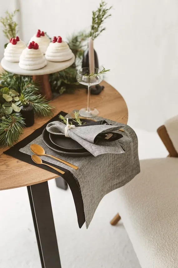 Fabric Placemats Placemats Winter Modern Black Linen Christmas Rustic  Dining Place Mats For Thanksgiving, Holiday, Fall, Winter Table Natural  Placemat Set
