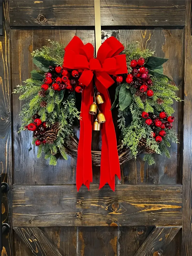 farmhouse rustic christmas wreath red berries - Temu Brazil