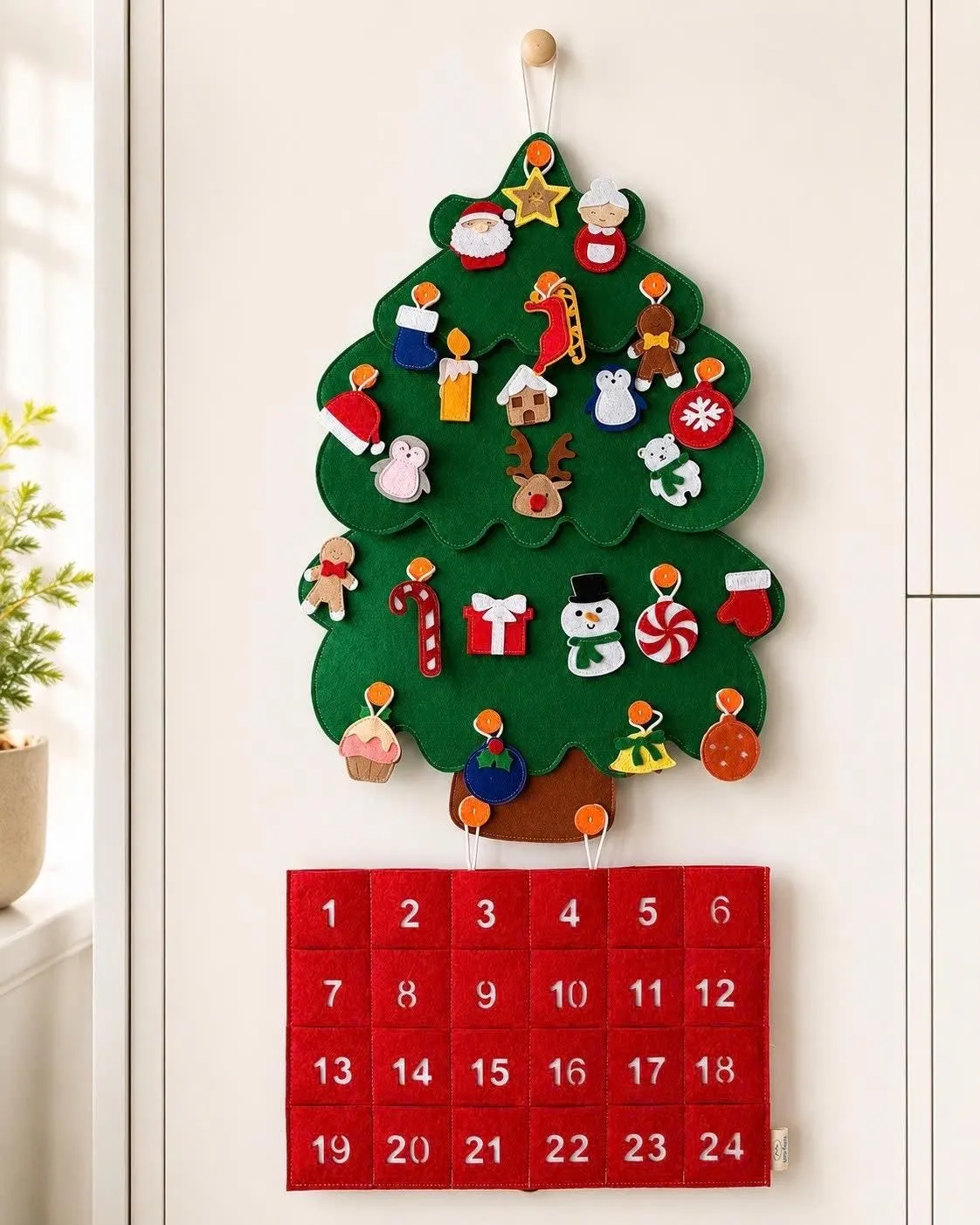 Felt Advent Tree Holiday Advent Calendars Felt Advent Calendar Ornaments: Handmade Christmas Tree Decorations (set Of