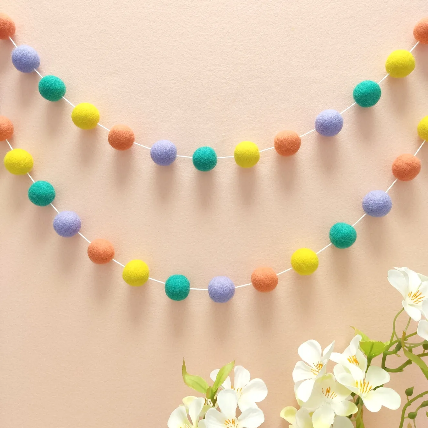 Felt Ball Garland Pastel Pop - 100cm