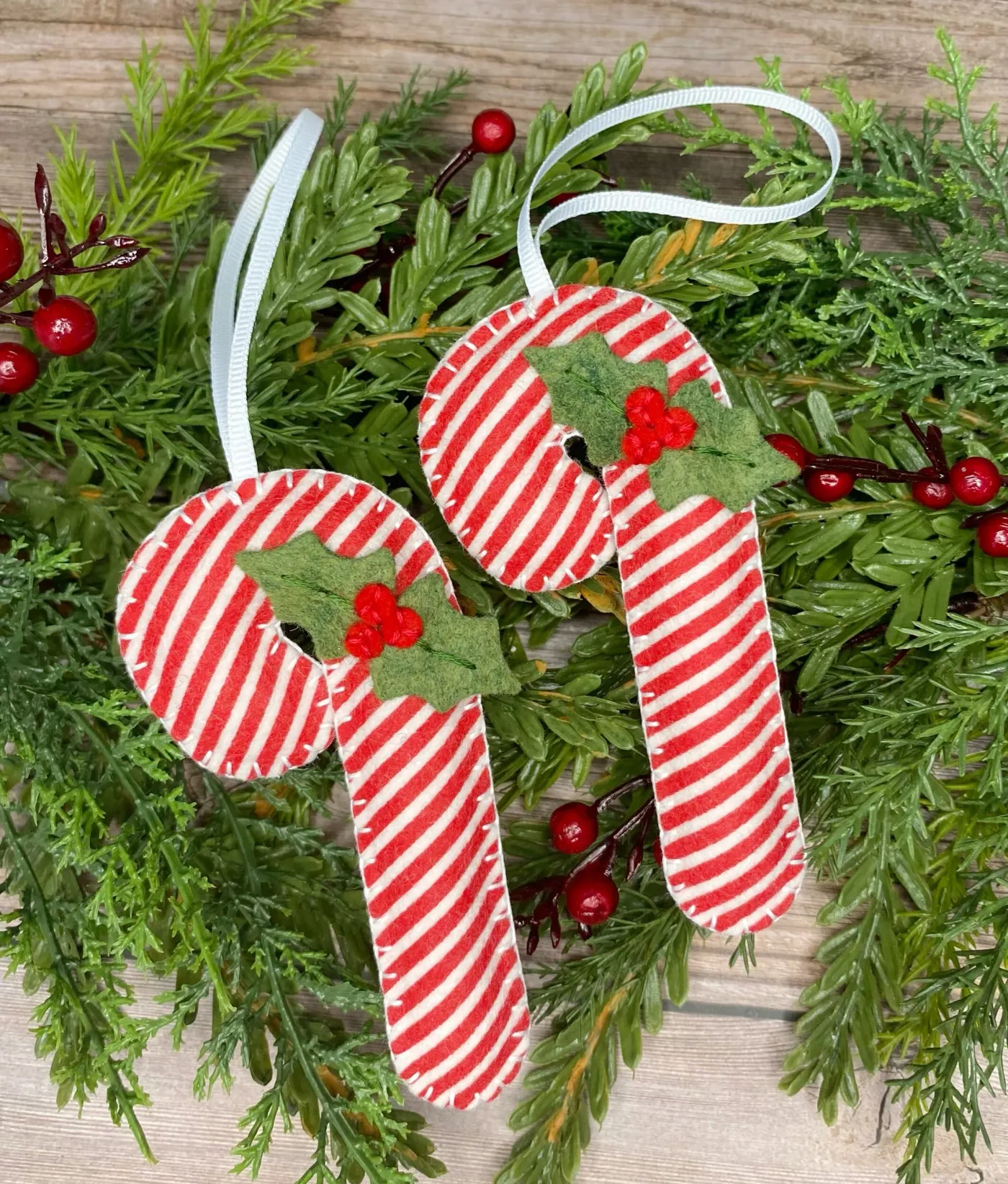 Felt candy cane ornaments — The Ornament Boutique