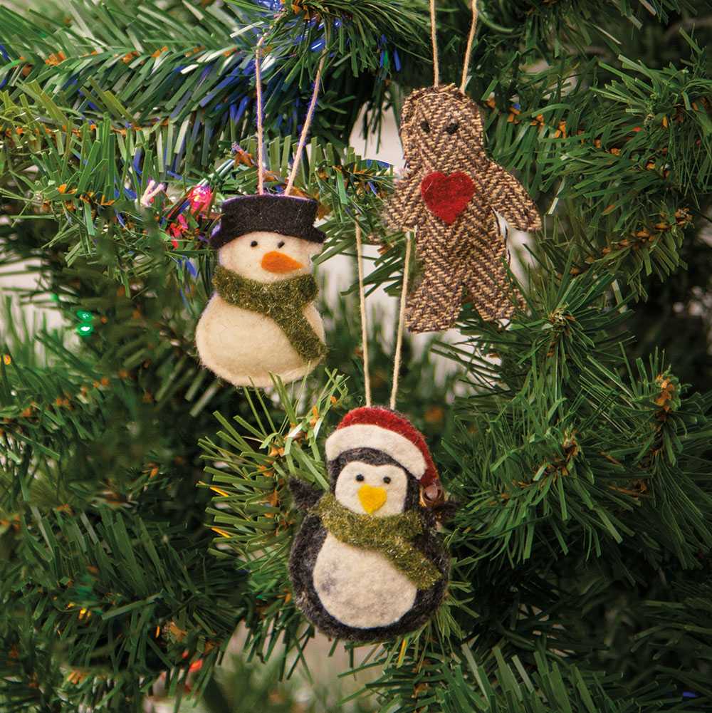 Felt Christmas Ornaments - Set of 3