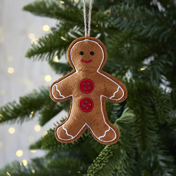 Felt Gingerbread man Hanging decoration - Multicolour