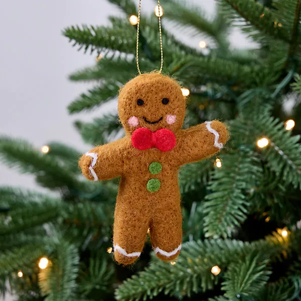 Felt Gingerbread man Hanging decoration - Clear iridescent