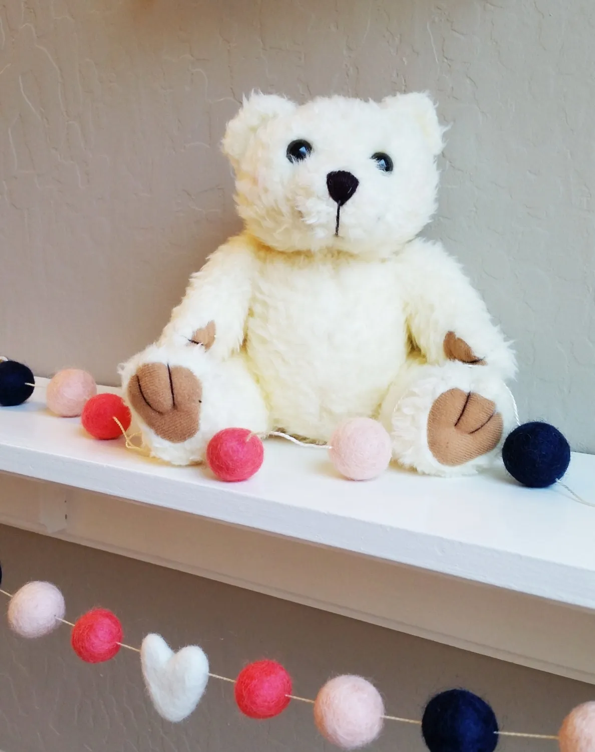 Felt Pom Pom Garland: Coral, Navy, and Ivory Nursery Decor