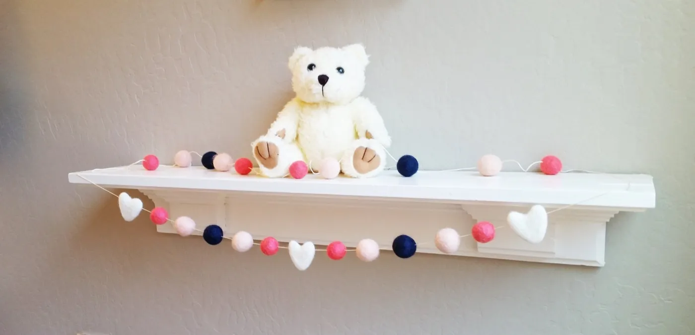 Felt Pom Pom Garland: Coral, Navy, and Ivory Nursery Decor