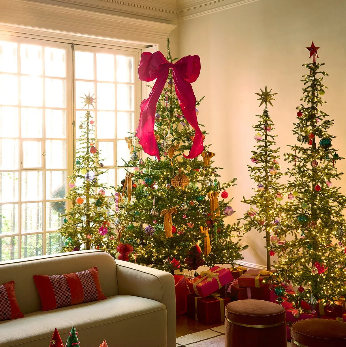 Festive Christmas Tree with Red Bow