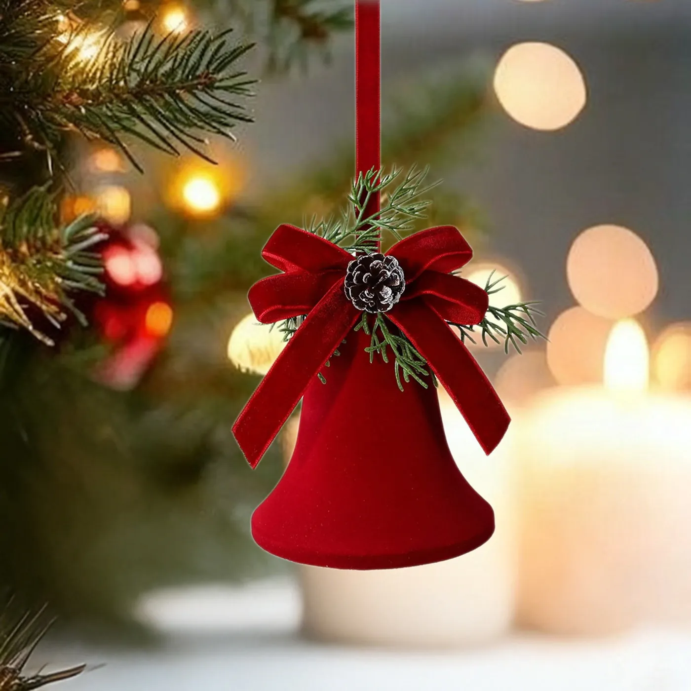 Flocked Christmas Bells Nordic Hanging Ornament | Jingle Bell Chime  Decoration for Holiday Tree Window | Festive Home Accent for Party Decor  Living Room Balcony | Winter Celebration Ornament - Walma