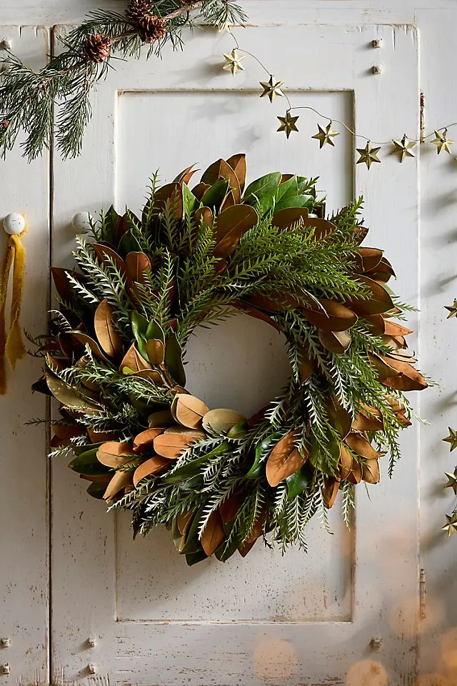Fresh Magnolia + Grevillea Wreath