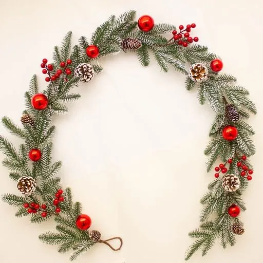 Frosted Bauble Long Garland 190cm | Pogue Soil Solutions Northern Ireland