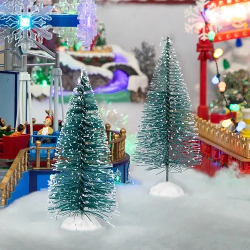 Frosted Mini Bottle Brush Pine Christmas Village Trees - 4' - Set of 2 | Christmas
