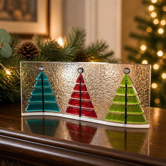 Fused Glass Christmas Tree Art: Holiday Decoration