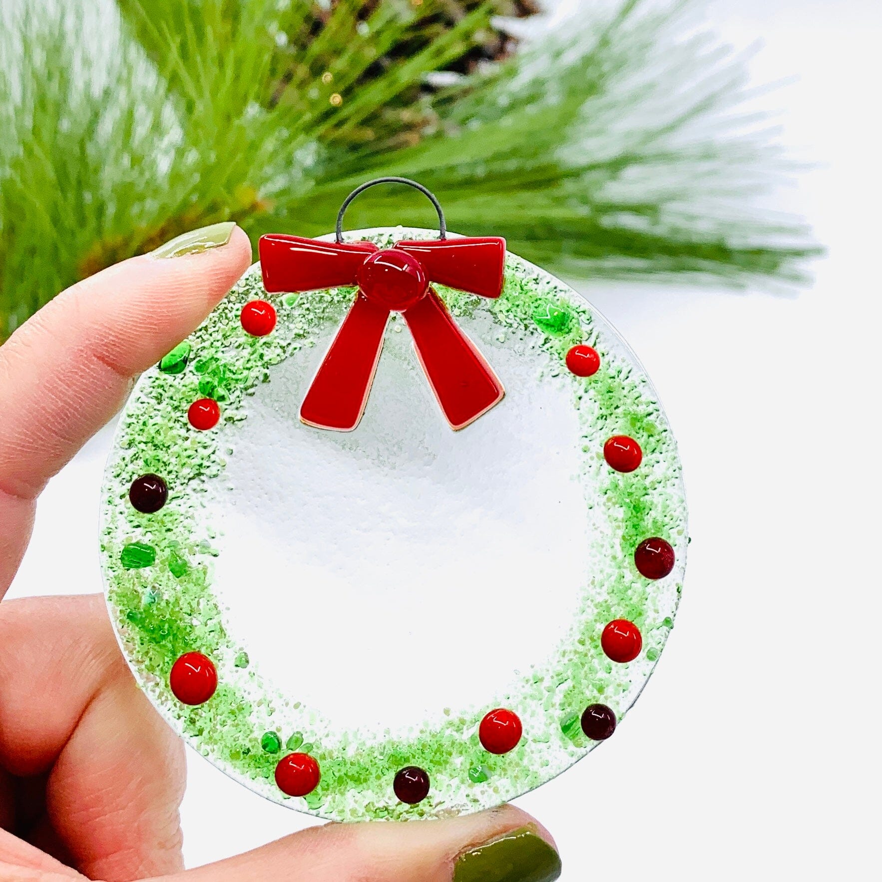 Fused Glass Wreath Ornaments