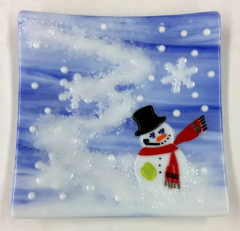 Fused Snowman Cookie Plate — Schack Art Center