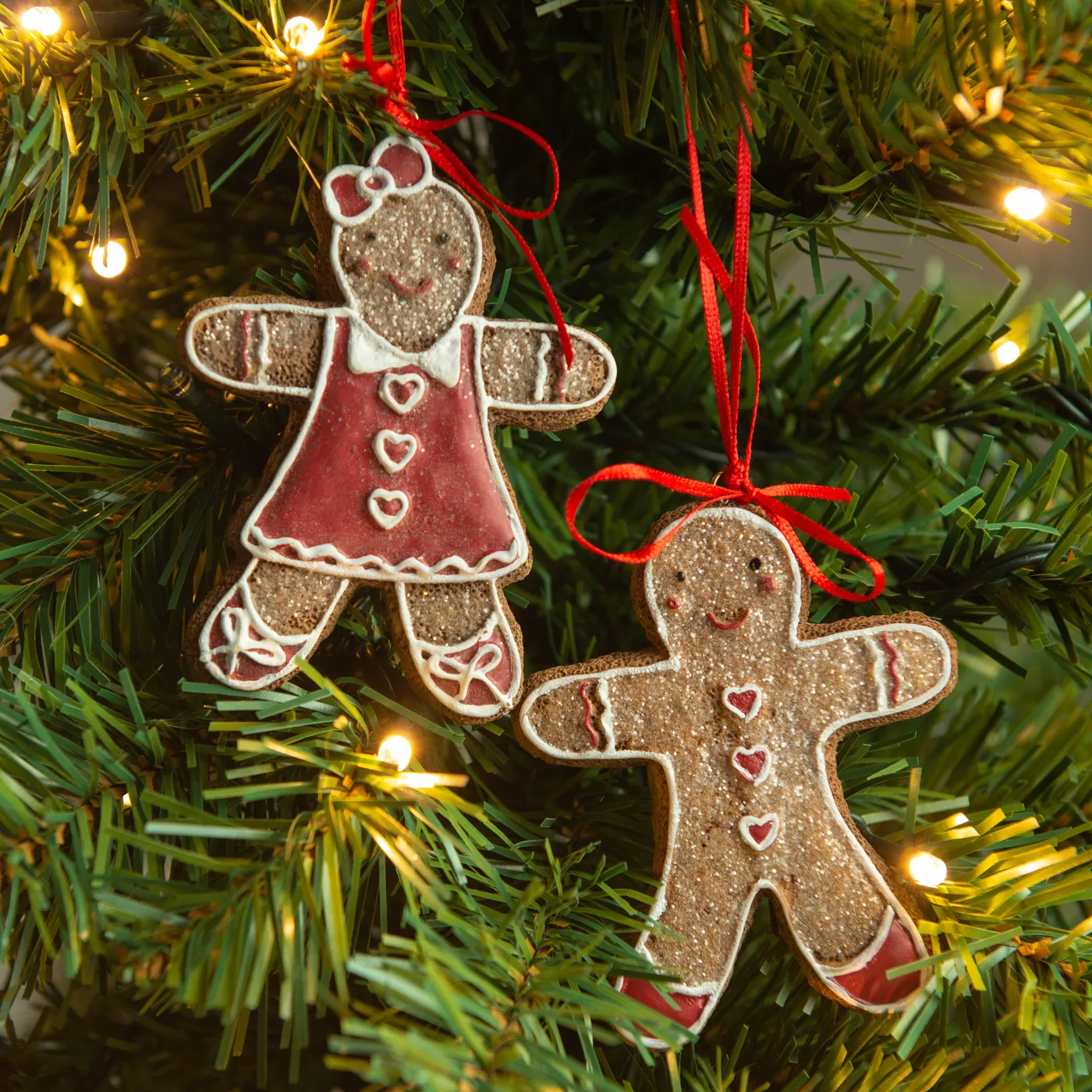 Gingerbread Boy and Girl Hanging Christmas Decoration Pair | Grasmere Gingerbread