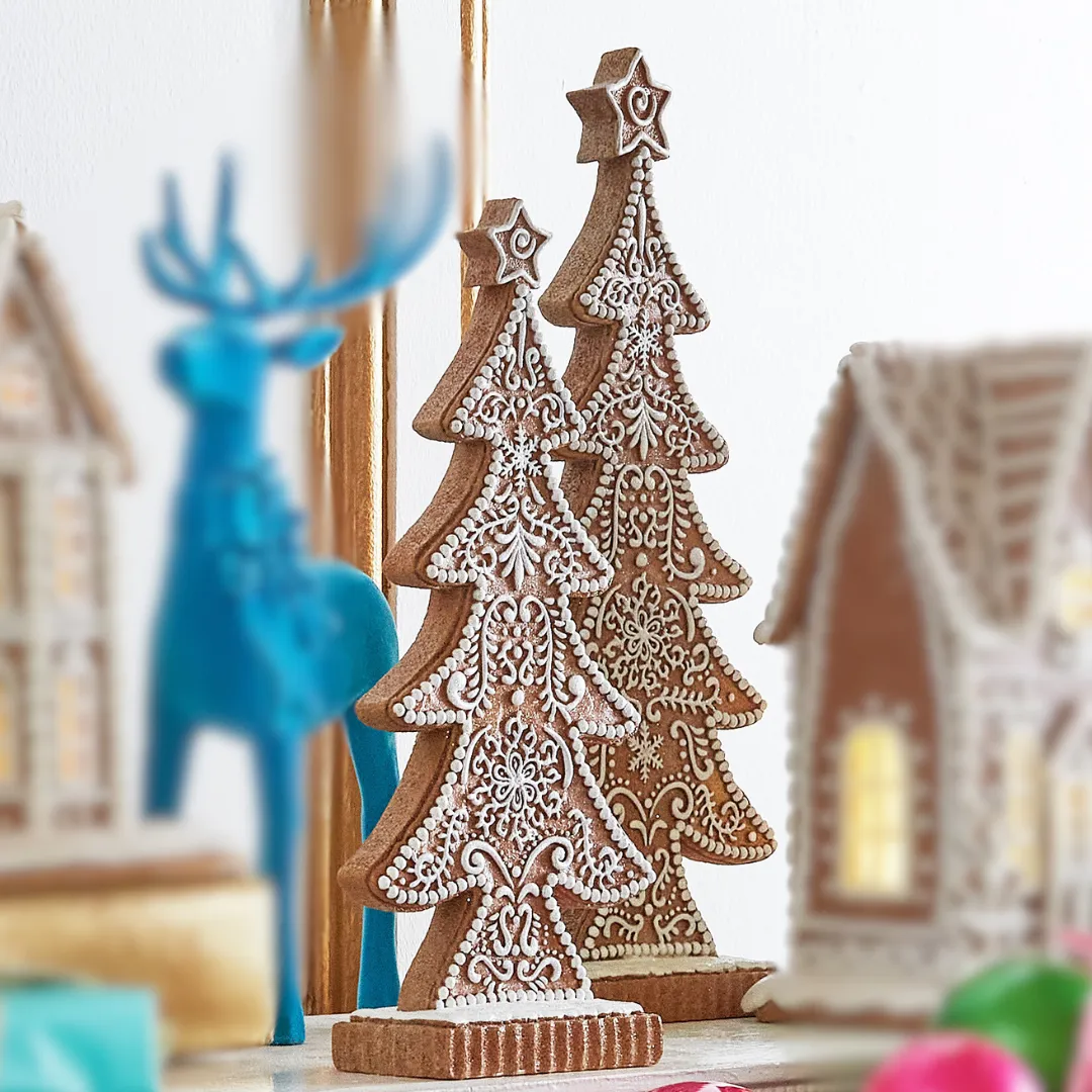 Gingerbread Home Interior Christmas Figurines Glitzhome 11'H Christmas  Resin Gingerbread Santa Table Decor Chef Figurine