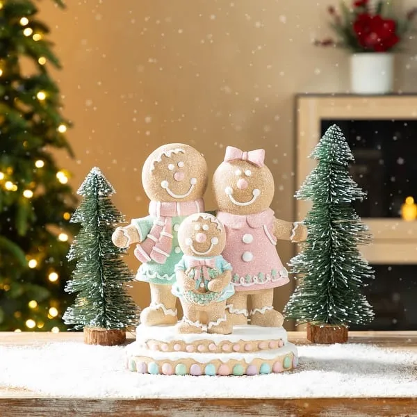 Gingerbread Home Interior Christmas Figurines Glitzhome 11'H Christmas  Resin Gingerbread Santa Table Decor Chef Figurine
