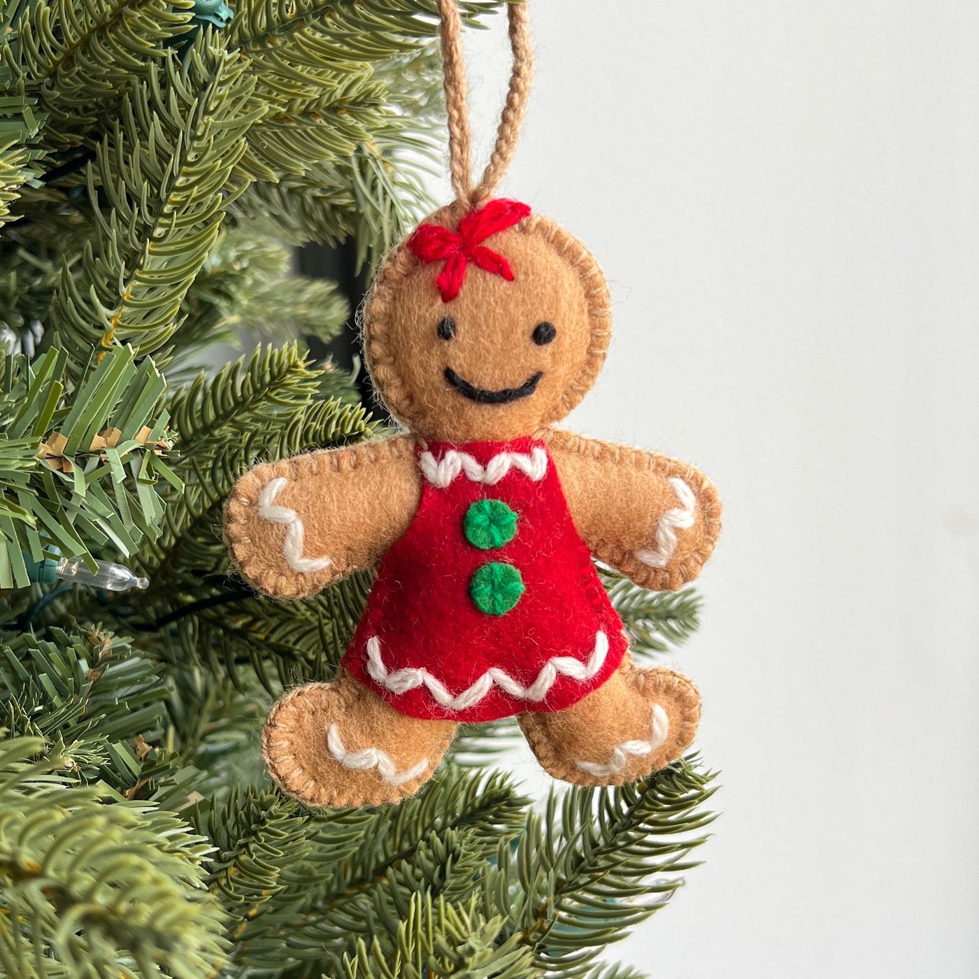 Gingerbread Woman Ornament, Embroidered Wool Christmas Decor | Ornaments 4  Orphans®