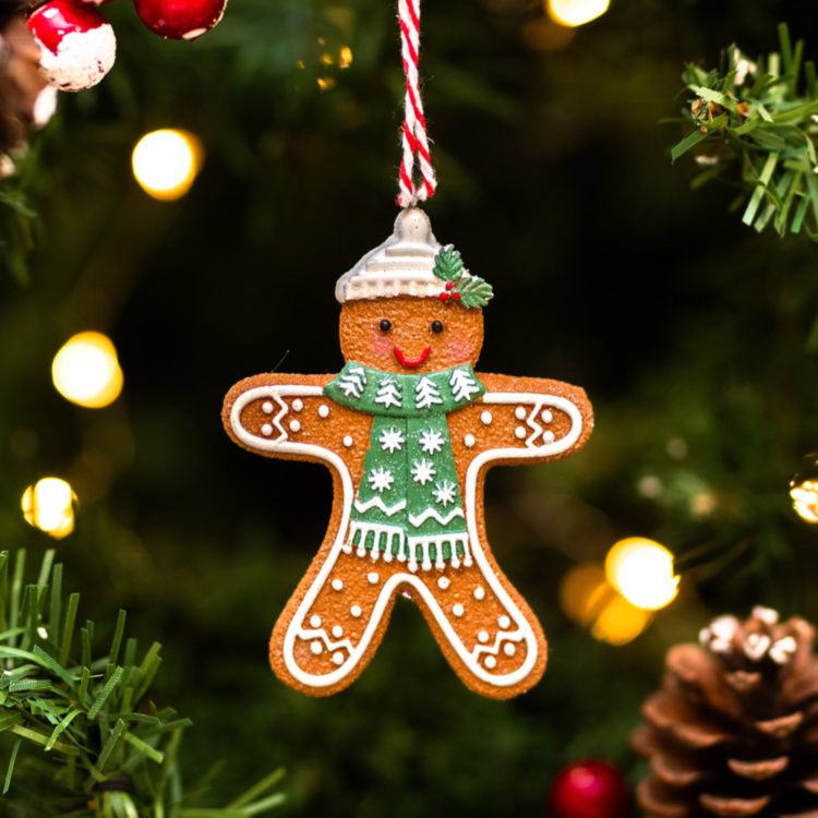 Gisela Graham Assorted Resin Gingerbread Man With Jumper/ Hat Tree Decoration