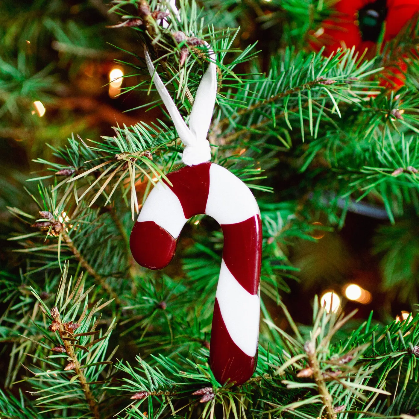 Glass Candy Cane Ornament - Poplar Brook Arts