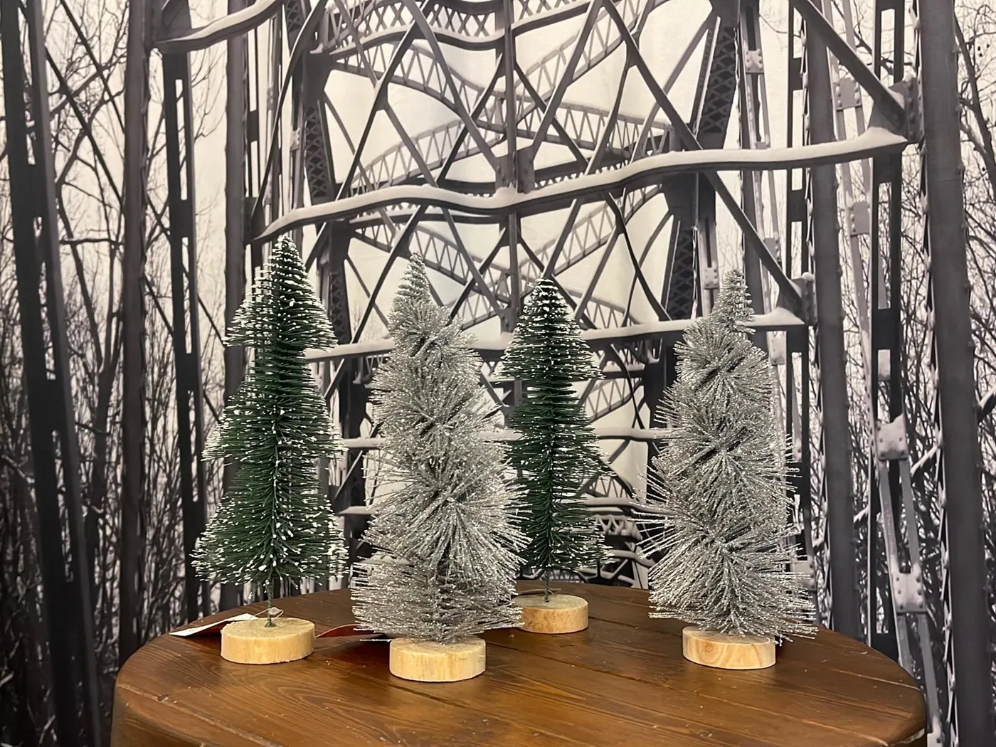 Glittered Spiral Bottle Brush Trees & Flocked | Mercari