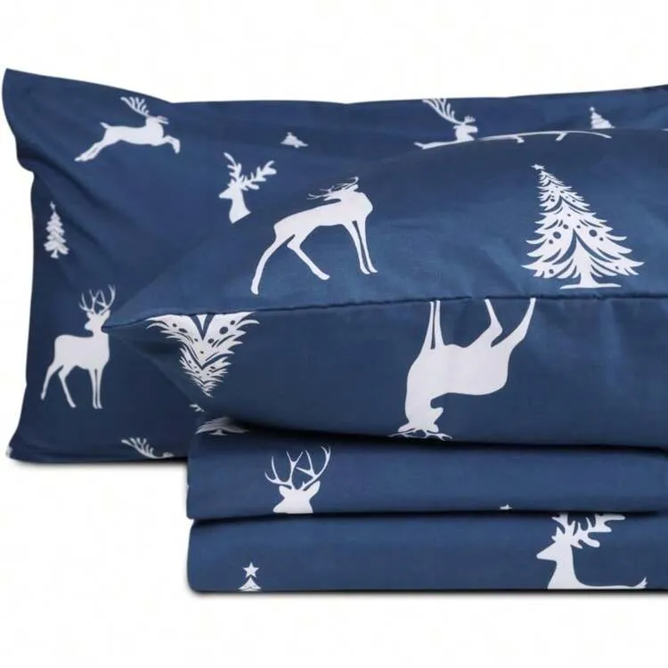Gogreen 4PC Queen Christmas Sheet Set Fit 16', Breathable Microfiber Super  Soft Queen Sheet Set Warm