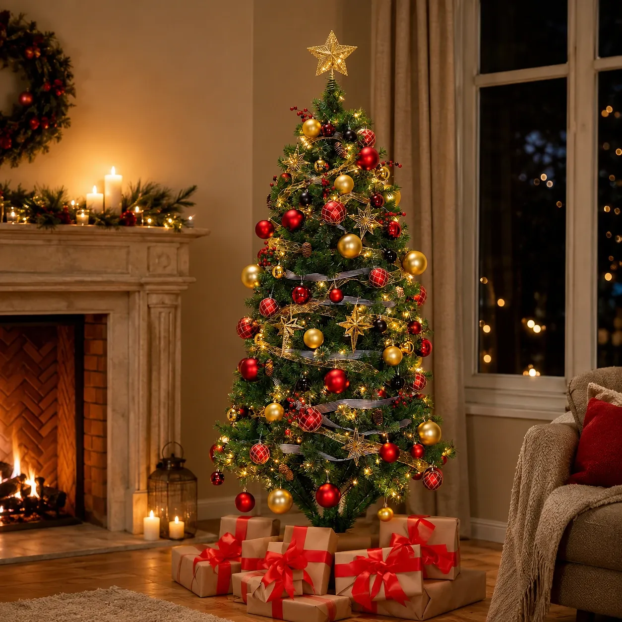 Gold Star Christmas Tree Topper for Holiday Décor