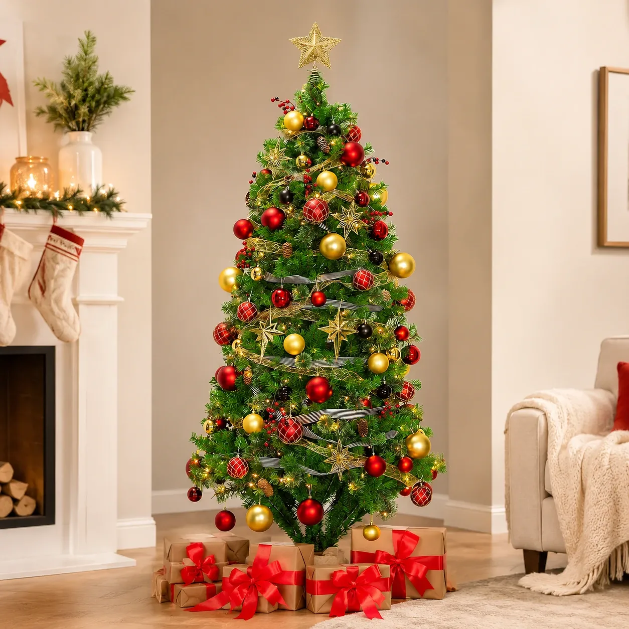 Gold Star Christmas Tree Topper for Holiday Décor