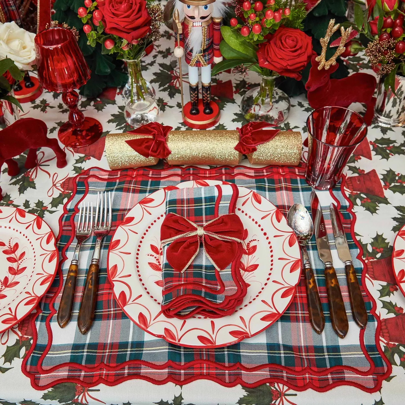 Gold Trimmed Red Velvet Napkin Bows, Set of 4 | Mrs. Alice