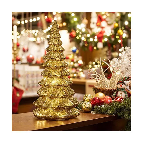 Golden glass tree 15 warm white LEDs 20 cm indoor use | online sales on  HOLYART.com
