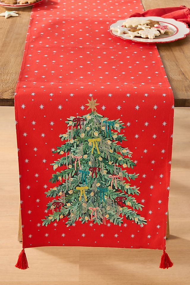 Grand Christmas Tree Cotton Table Runner | AnthroHome