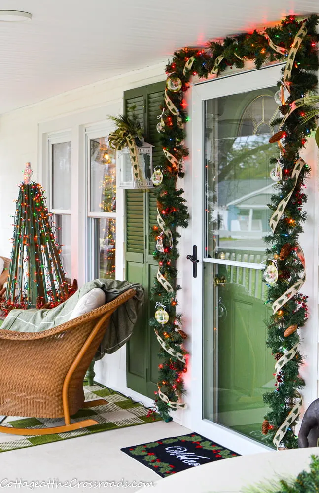 Green and Black Christmas Front Porch - Cottage at the Crossroads