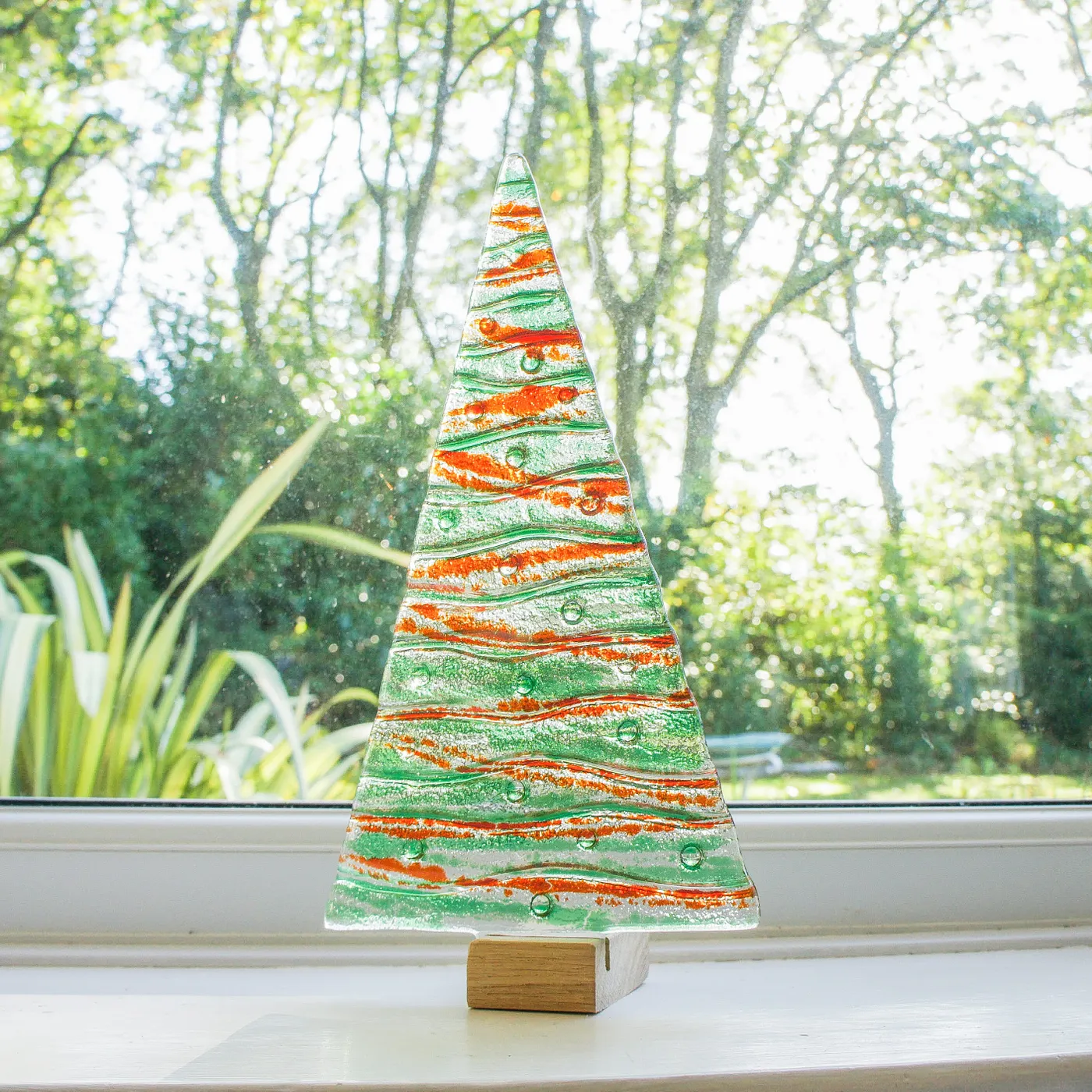 Green Art Glass Christmas Trees 7' Green Red Blown Glass Tree – Jason Mack  Glass