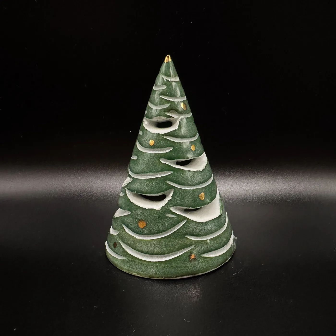 Green Porcelain Luminary Tree with Gold Accents — Christine K. Ring