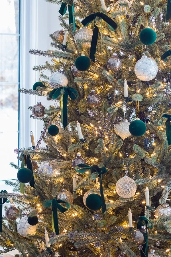 Green Velvet Ribbon On Christmas Tree Sulaicai 16 Pcs Green Velvet Bows  Christmas Tree Ornaments 7'