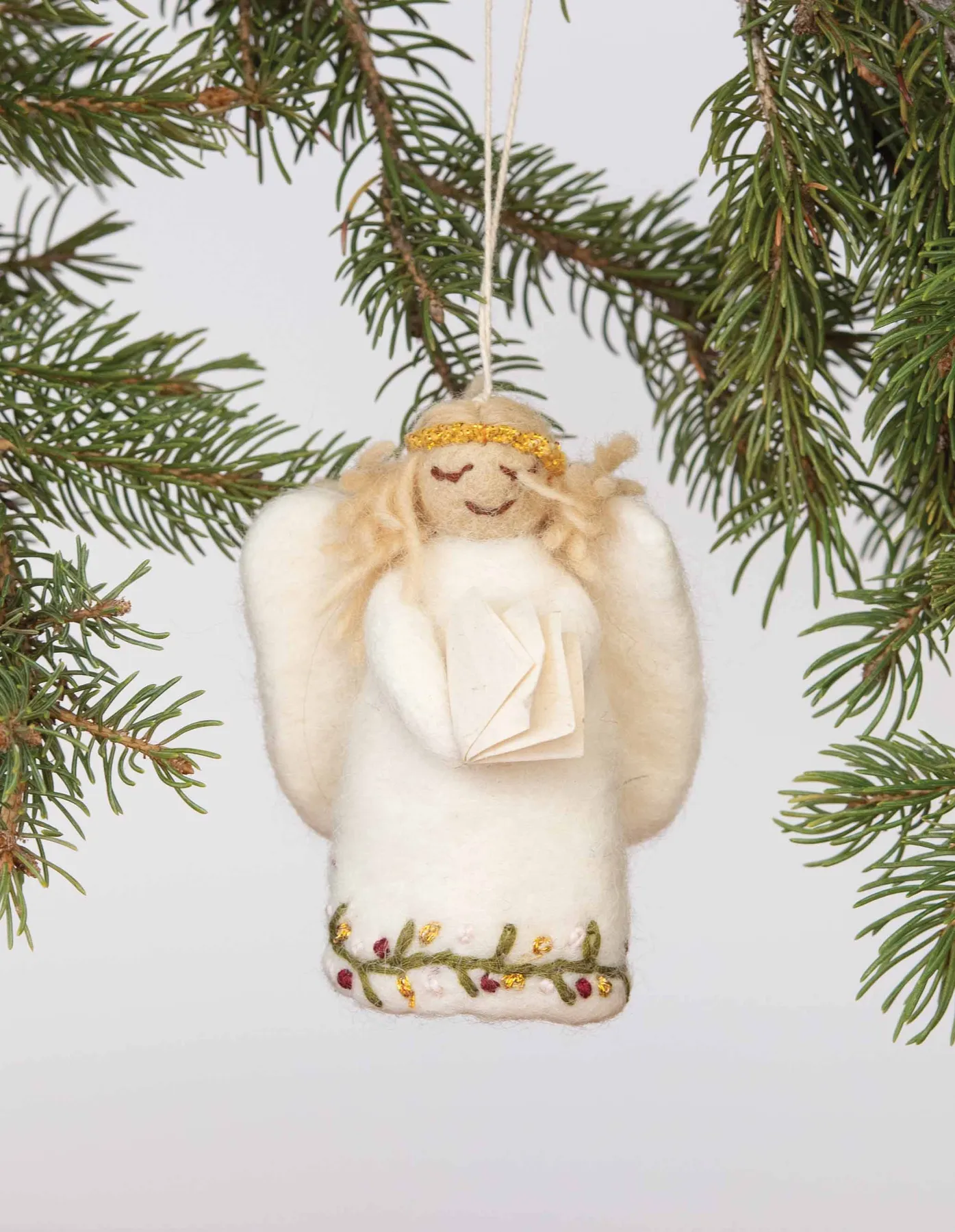 Gry & Sif Angel Holding Book Small - Danish Felted Christmas Gift