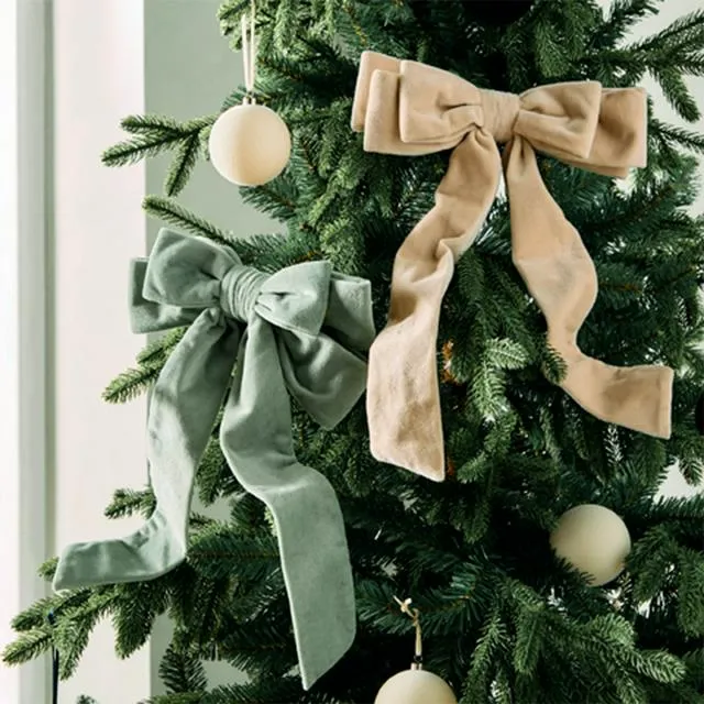 Habitat Assorted Large Velvet Bow - Taupe or Sage Green | Sainsbury's