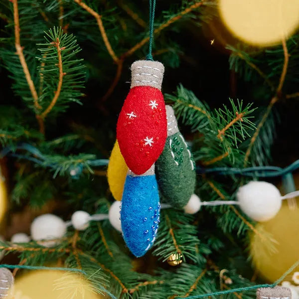 Hand Felted Red, Green Blue & Yellow Vintage Christmas Lights Ornament –  Craftspring
