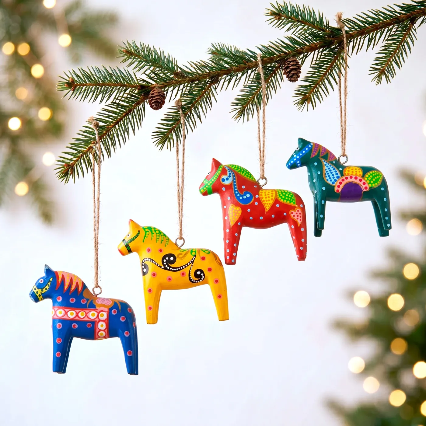 Hand-Painted Dala Horses Christmas Ornaments Set of 4 - Dala Tradition |  NOVICA